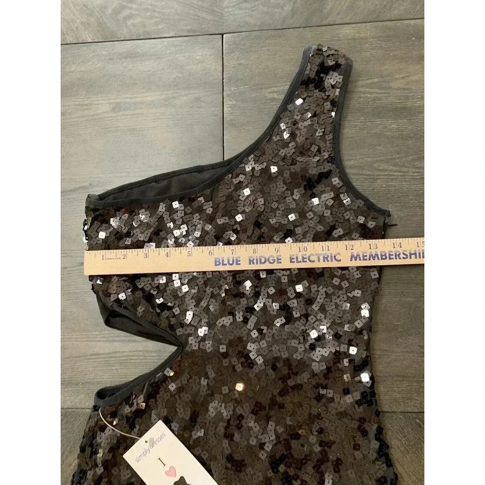 New Promgirl Simply Dresses Black Sparkly Cocktail Dress With Sequins NWT Small - Picture 6 of 9